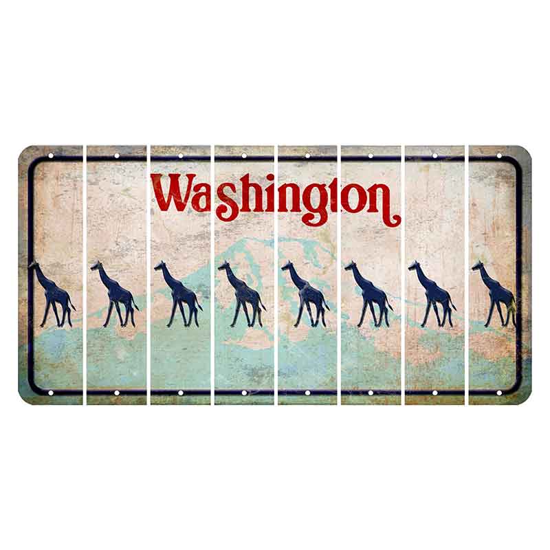 Washington Mount Rainier Cut License Plate Strips (Set of 8) Giraffe