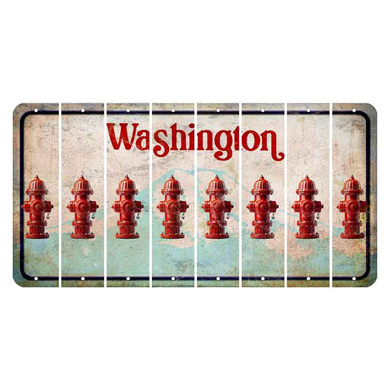 Washington Mount Rainier Cut License Plate Strips (Set of 8) Fire Hydrant