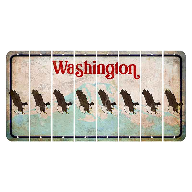 Washington Mount Rainier Cut License Plate Strips (Set of 8) Bald Eagle