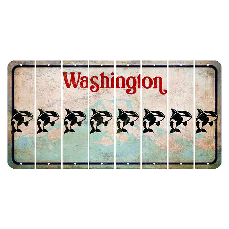 Washington Mount Rainier Cut License Plate Strips (Set of 8) Whale