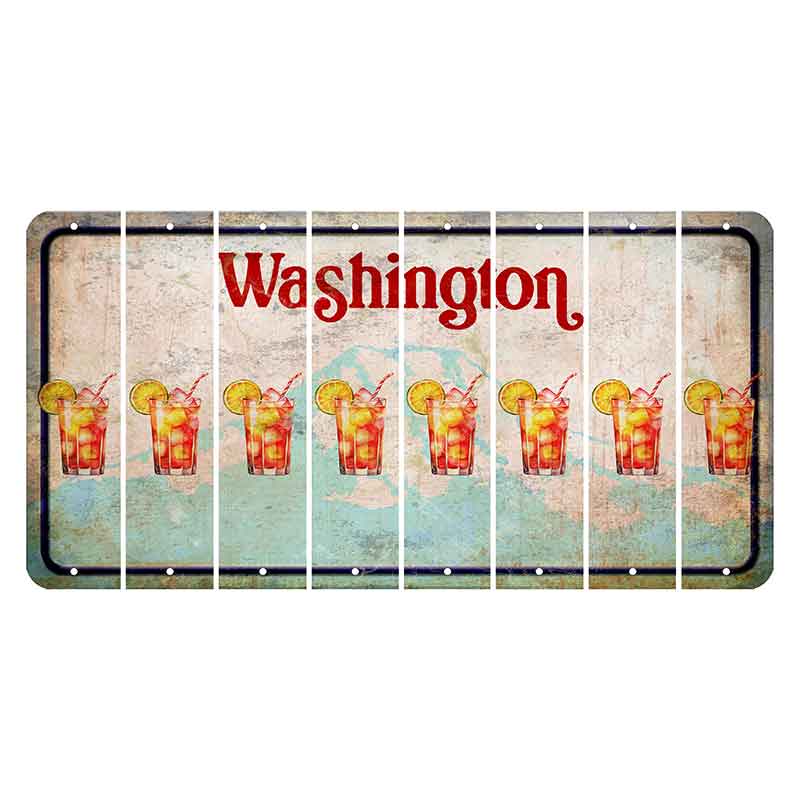 Washington Mount Rainier Cut License Plate Strips (Set of 8) Cocktail