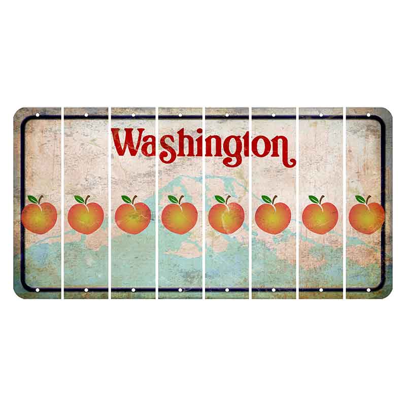 Washington Mount Rainier Cut License Plate Strips (Set of 8) Peach