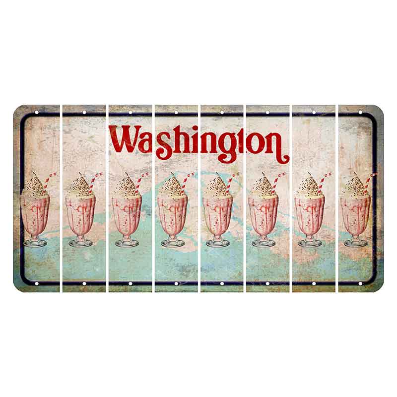 Washington Mount Rainier Cut License Plate Strips (Set of 8) Milkshake