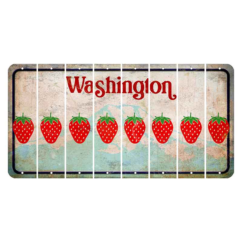 Washington Mount Rainier Cut License Plate Strips (Set of 8) Strawberry