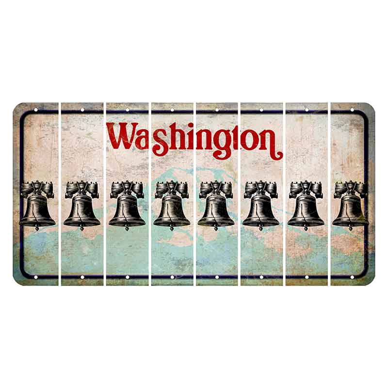 Washington Mount Rainier Cut License Plate Strips (Set of 8) Liberty Bell