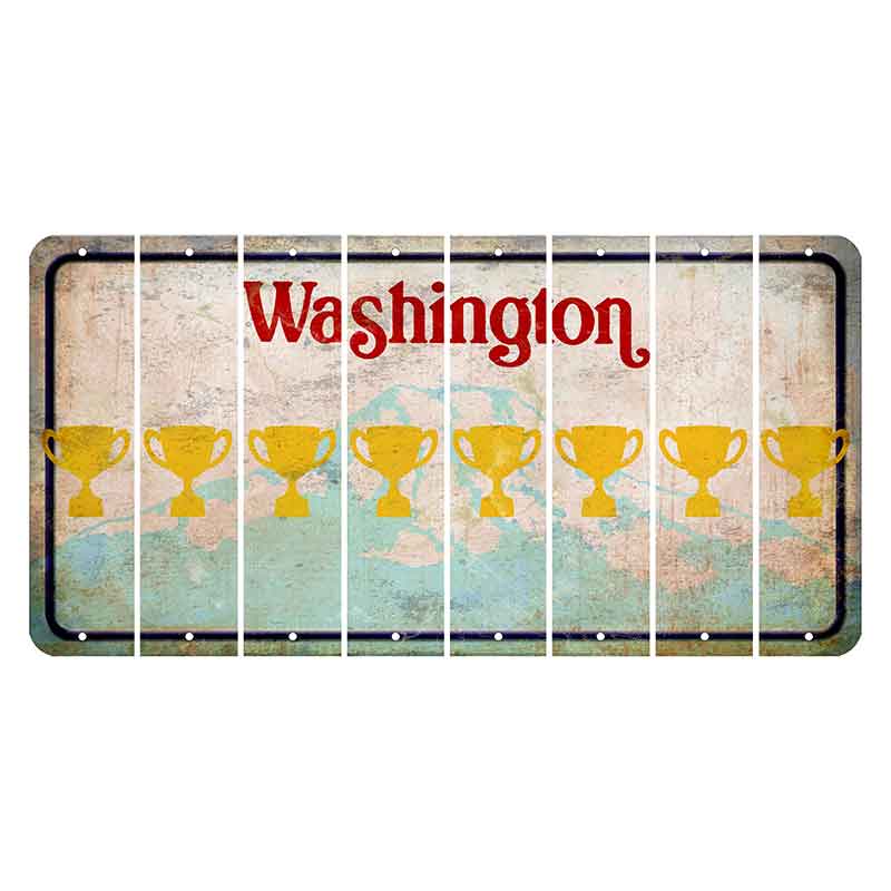 Washington Mount Rainier Cut License Plate Strips (Set of 8) Trophy