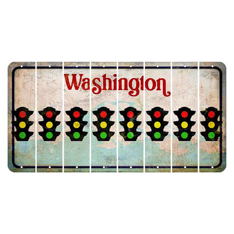 Washington Mount Rainier Cut License Plate Strips (Set of 8) Traffic Light