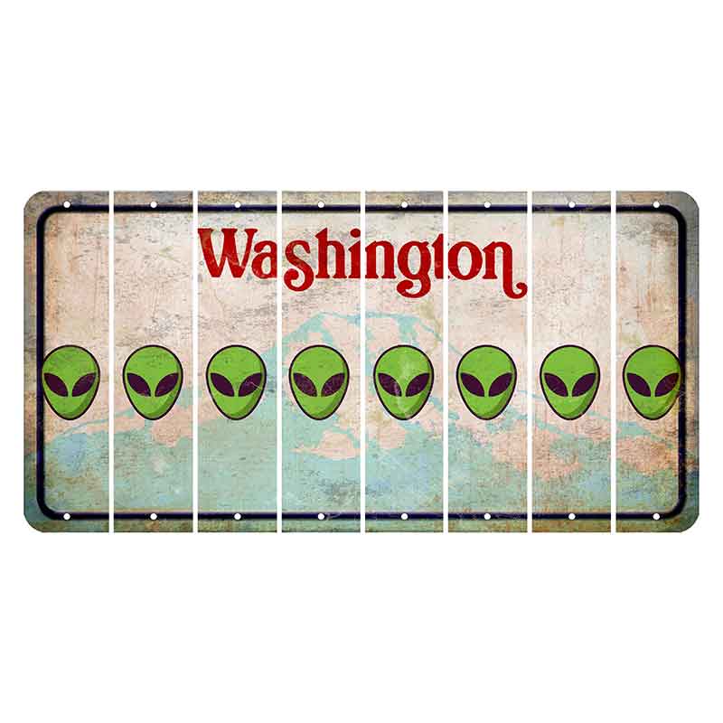 Washington Mount Rainier Cut License Plate Strips (Set of 8) Alien