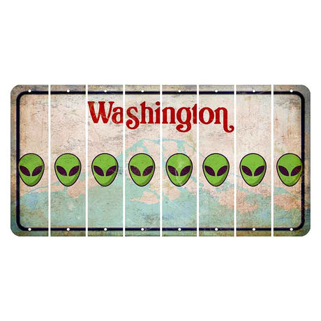 Washington Mount Rainier Cut License Plate Strips (Set of 8) Alien