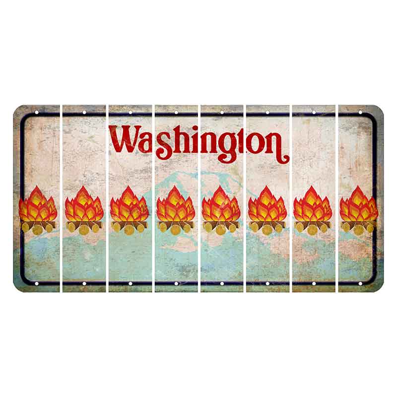 Washington Mount Rainier Cut License Plate Strips (Set of 8) Campfire