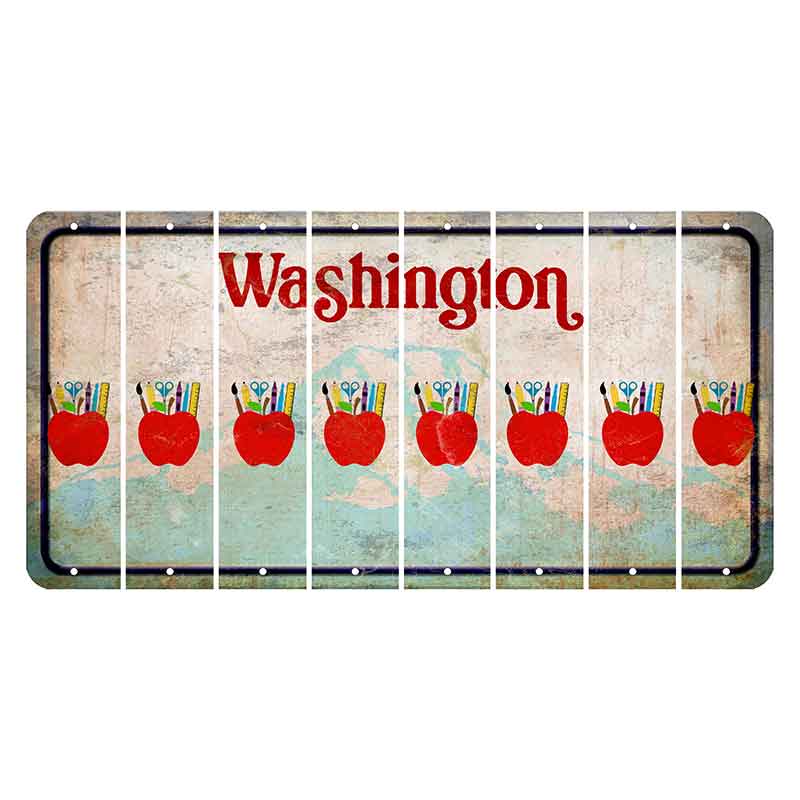 Washington Mount Rainier Cut License Plate Strips (Set of 8) Teacher Apple