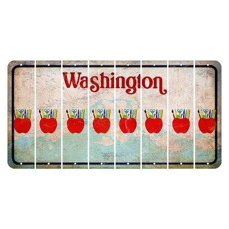 Washington Mount Rainier Cut License Plate Strips (Set of 8) Teacher Apple