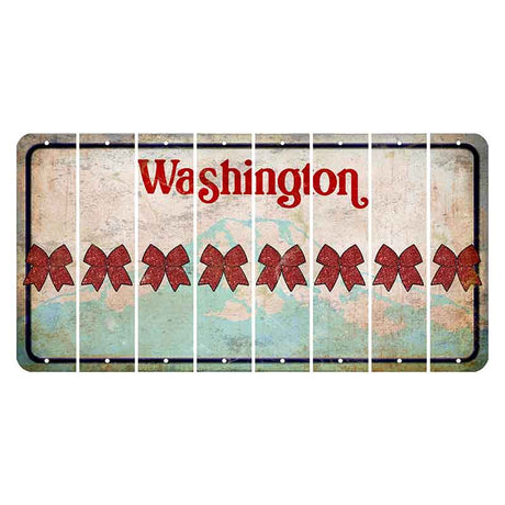 Washington Mount Rainier Cut License Plate Strips (Set of 8) Cheer Bow