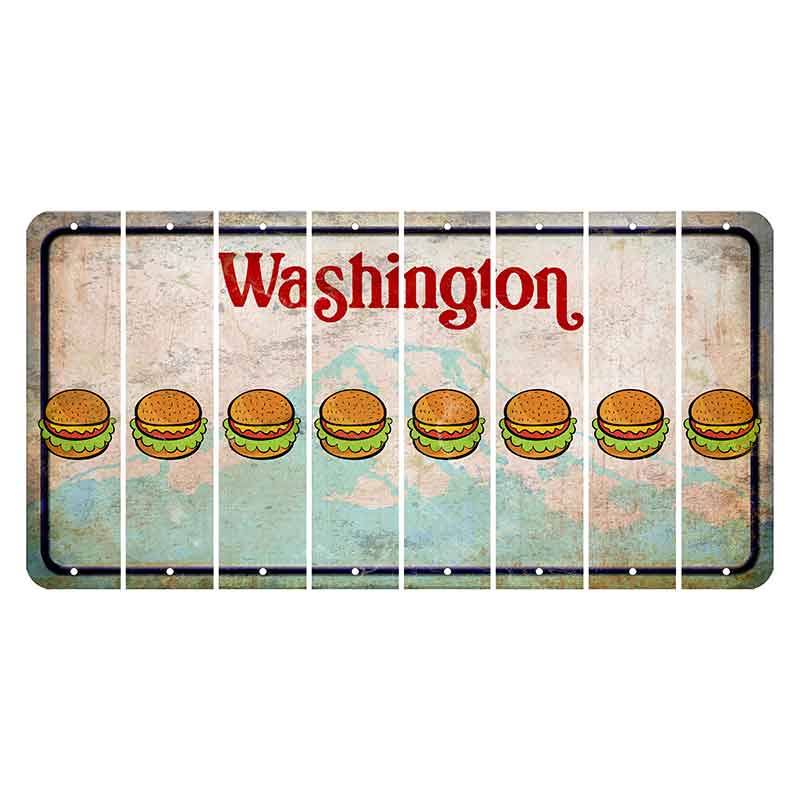 Washington Mount Rainier Cut License Plate Strips (Set of 8) Hamburger