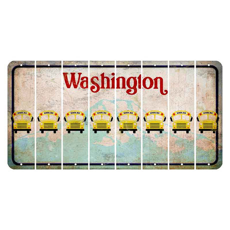 Washington Mount Rainier Cut License Plate Strips (Set of 8) School Bus