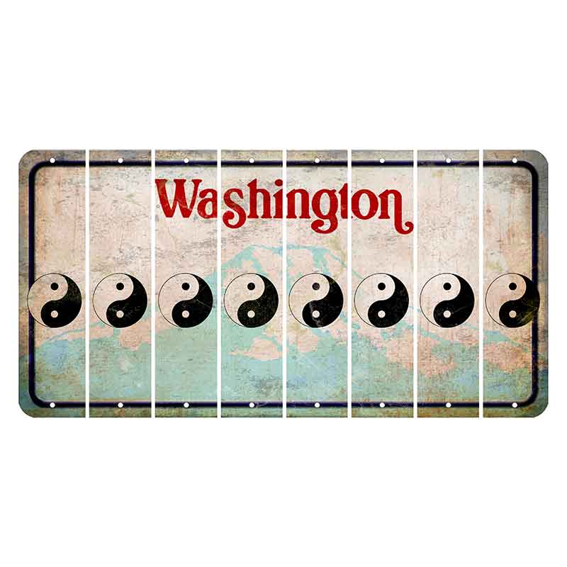 Washington Mount Rainier Cut License Plate Strips (Set of 8) Yin Yang