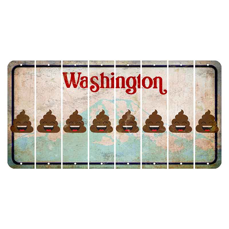 Washington Mount Rainier Cut License Plate Strips (Set of 8) Emoji - Poop