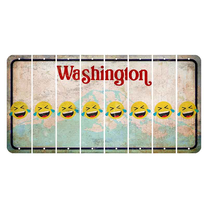 Washington Mount Rainier Cut License Plate Strips (Set of 8) Emoji - Laughing