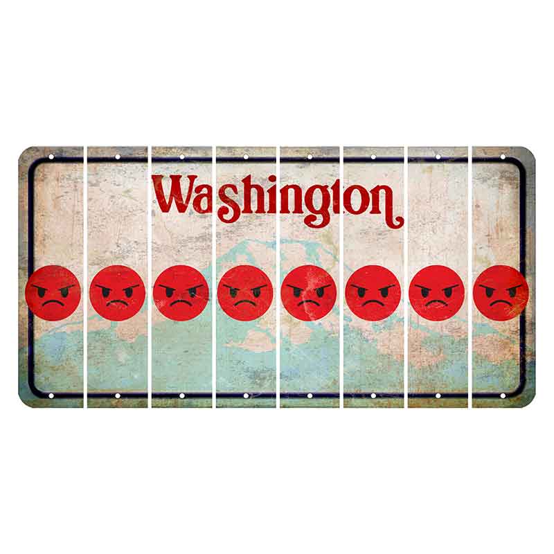 Washington Mount Rainier Cut License Plate Strips (Set of 8) Emoji - Angry