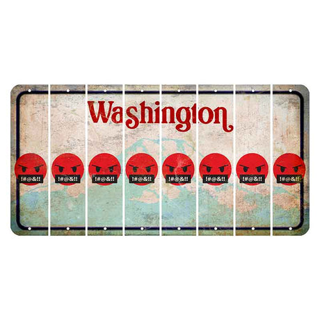 Washington Mount Rainier Cut License Plate Strips (Set of 8) Emoji - Pissed