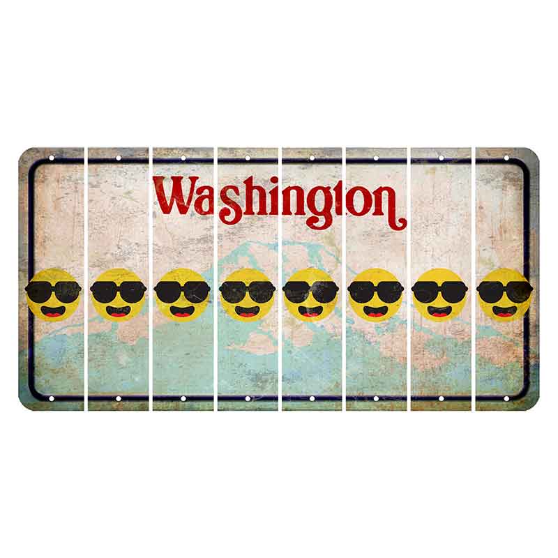 Washington Mount Rainier Cut License Plate Strips (Set of 8) Emoji - Shades