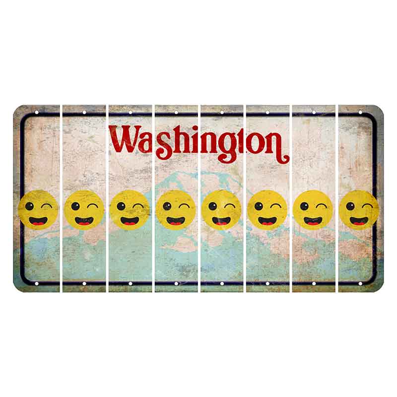 Washington Mount Rainier Cut License Plate Strips (Set of 8) Emoji - Winking