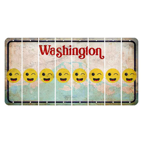 Washington Mount Rainier Cut License Plate Strips (Set of 8) Emoji - Winking