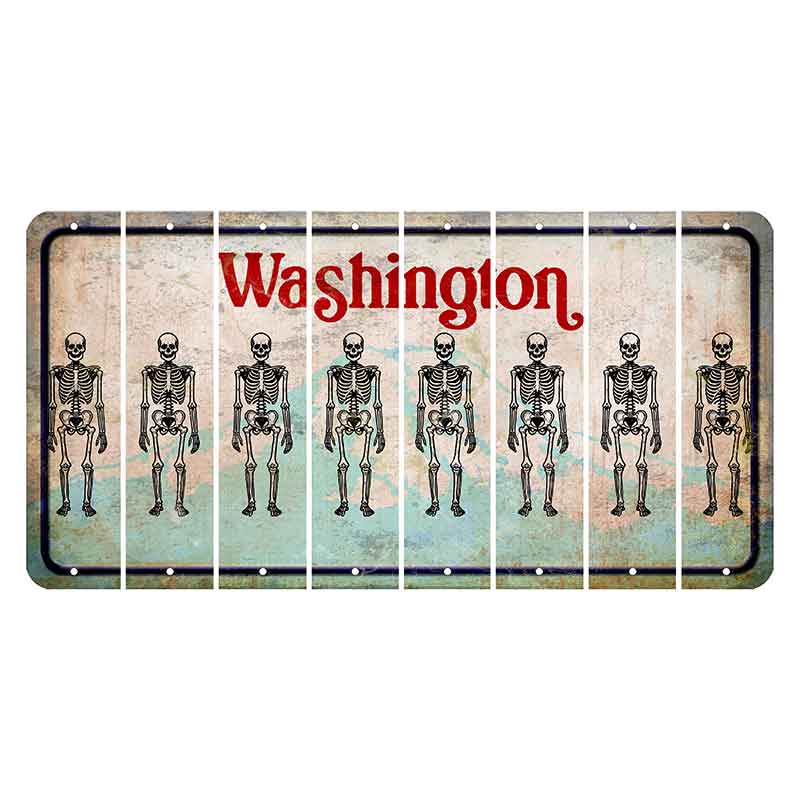 Washington Mount Rainier Cut License Plate Strips (Set of 8) Skeleton