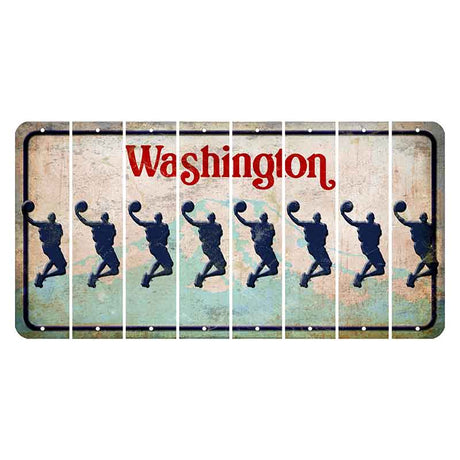 Washington Mount Rainier Cut License Plate Strips (Set of 8) Basketball Player