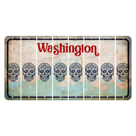 Washington Mount Rainier Cut License Plate Strips (Set of 8) Sugar Skull