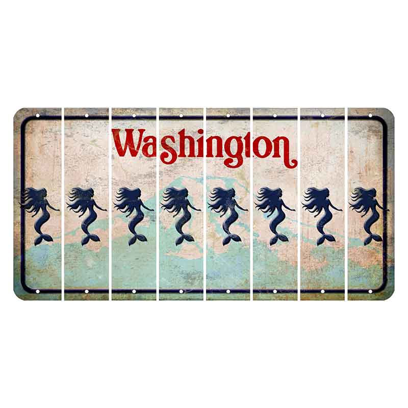 Washington Mount Rainier Cut License Plate Strips (Set of 8) Mermaid