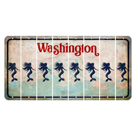 Washington Mount Rainier Cut License Plate Strips (Set of 8) Mermaid