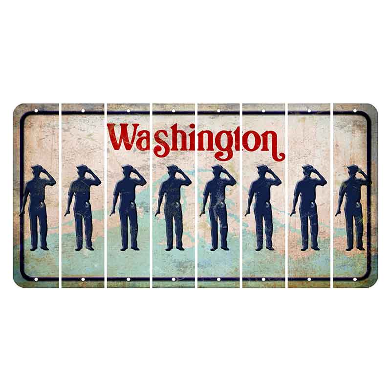 Washington Mount Rainier Cut License Plate Strips (Set of 8) Police Officer