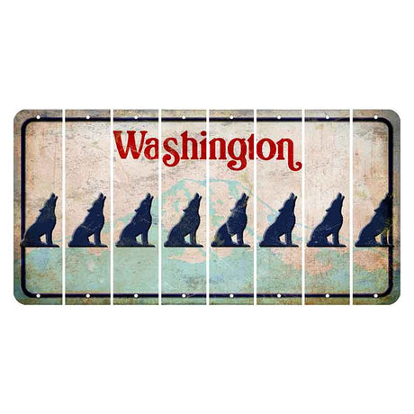 Washington Mount Rainier Cut License Plate Strips (Set of 8) Howling Wolf