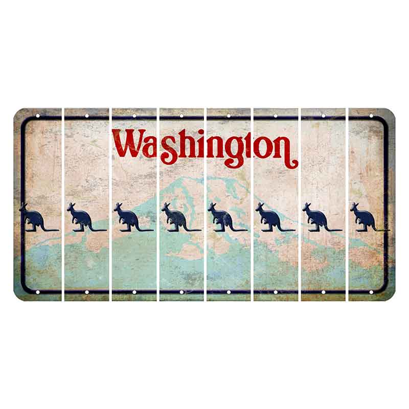 Washington Mount Rainier Cut License Plate Strips (Set of 8) Kangaroo