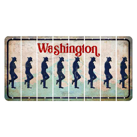 Washington Mount Rainier Cut License Plate Strips (Set of 8) Cowboy - Leaning