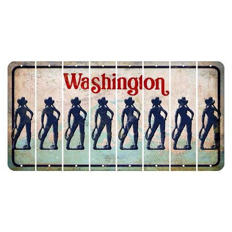 Washington Mount Rainier Cut License Plate Strips (Set of 8) Cowgirl