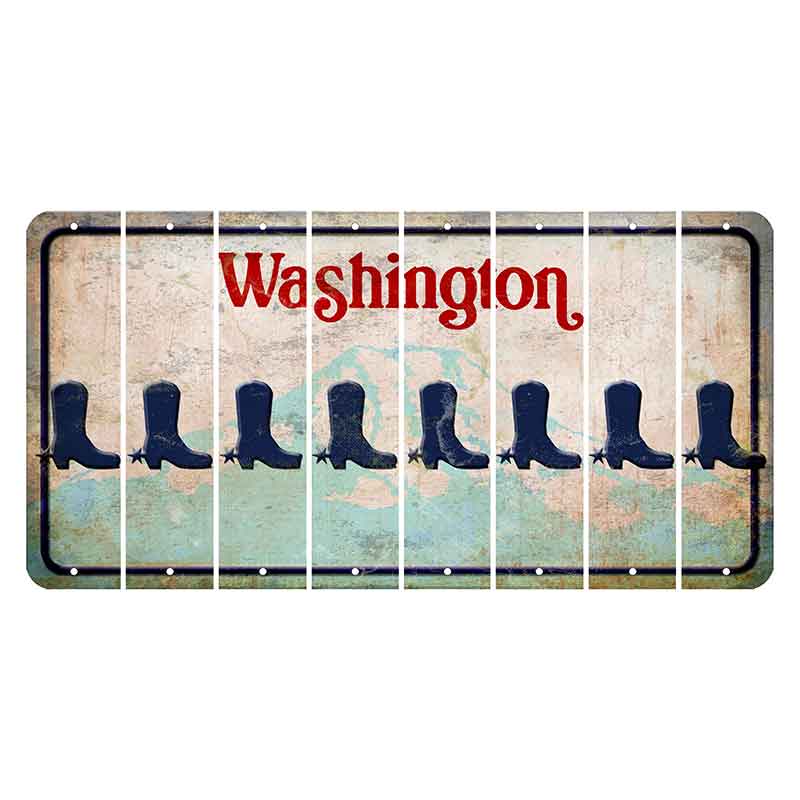 Washington Mount Rainier Cut License Plate Strips (Set of 8) Cowboy Boot