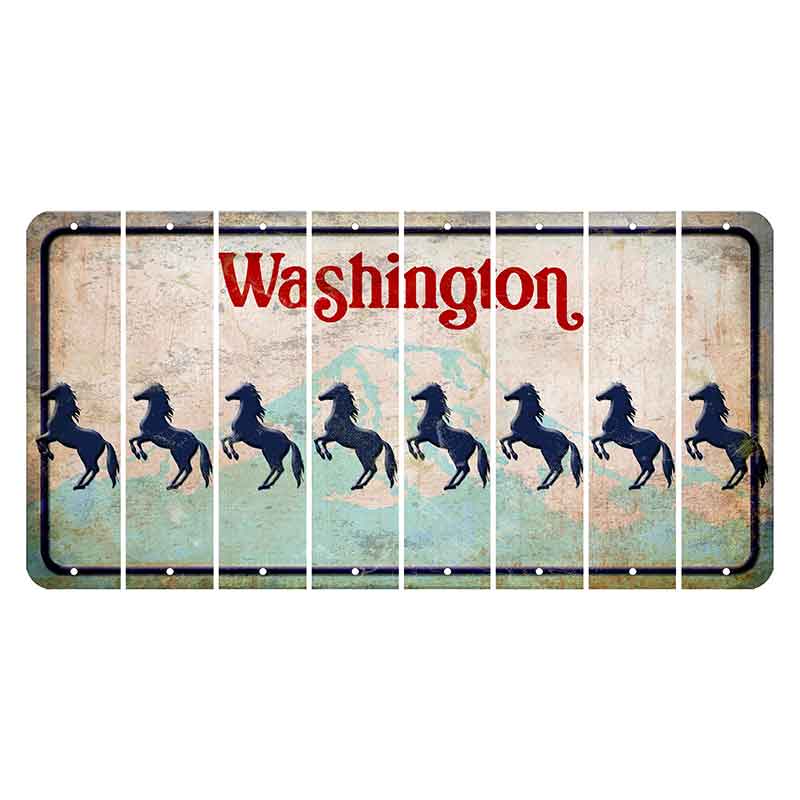 Washington Mount Rainier Cut License Plate Strips (Set of 8) Horse