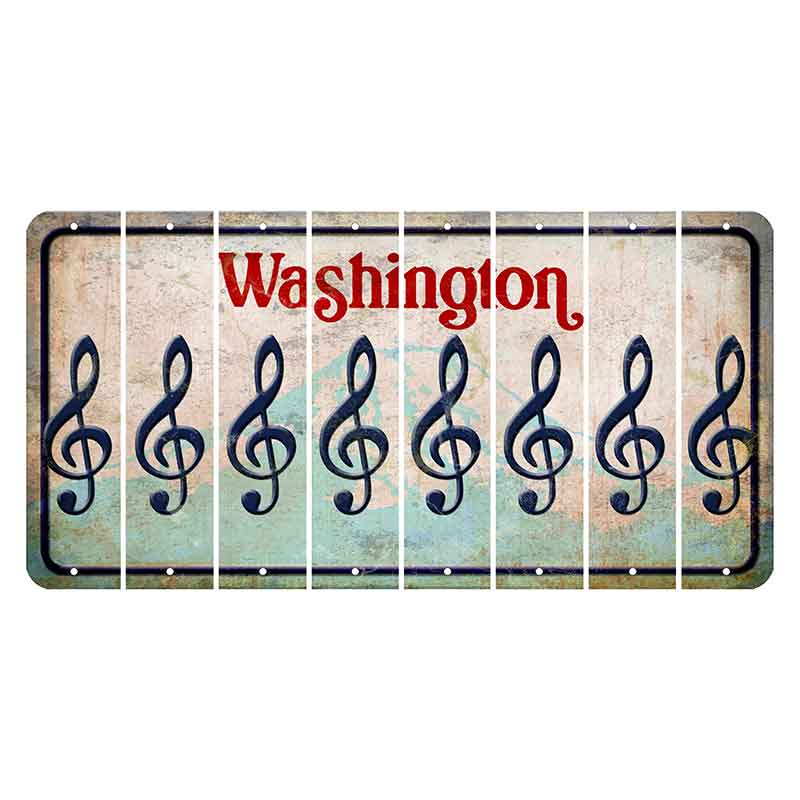 Washington Mount Rainier Cut License Plate Strips (Set of 8) Music Note