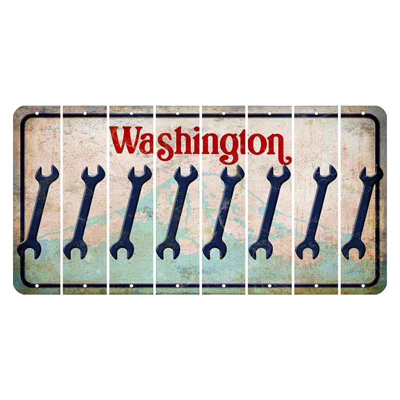 Washington Mount Rainier Cut License Plate Strips (Set of 8) Wrench