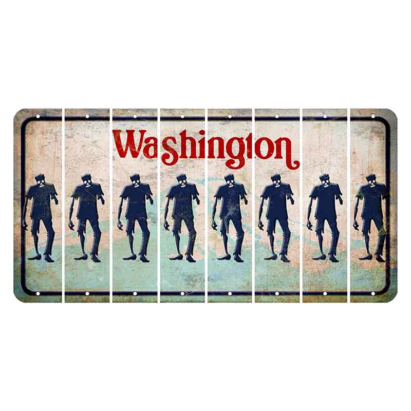 Washington Mount Rainier Cut License Plate Strips (Set of 8) Zombie