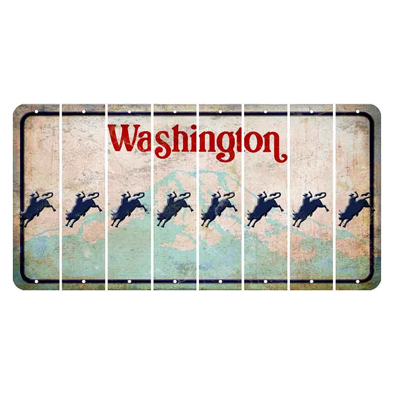 Washington Mount Rainier Cut License Plate Strips (Set of 8) Bull Rider