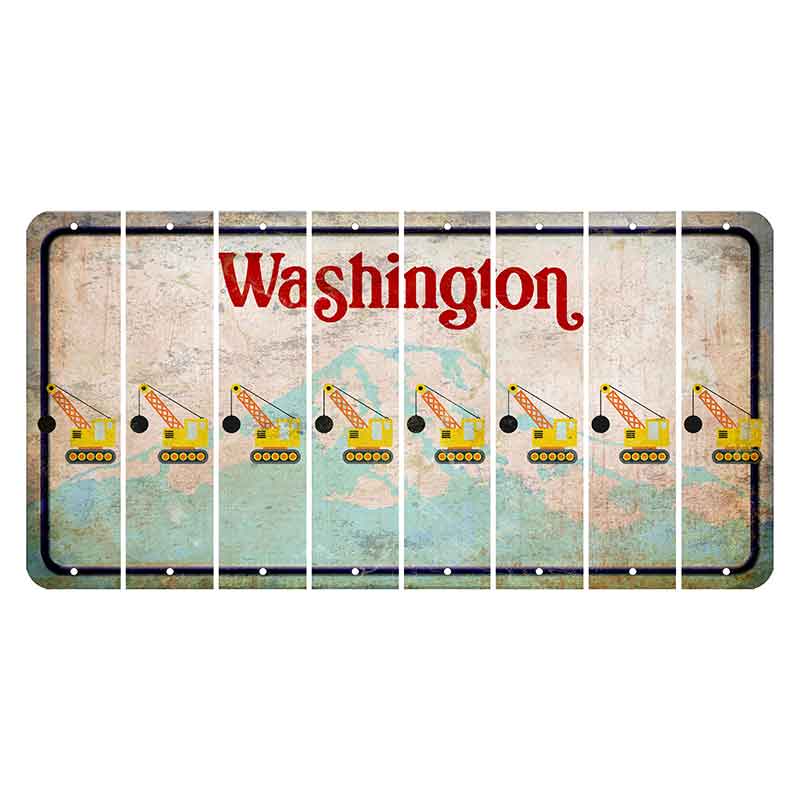 Washington Mount Rainier Cut License Plate Strips (Set of 8) Wrecking Ball Crane