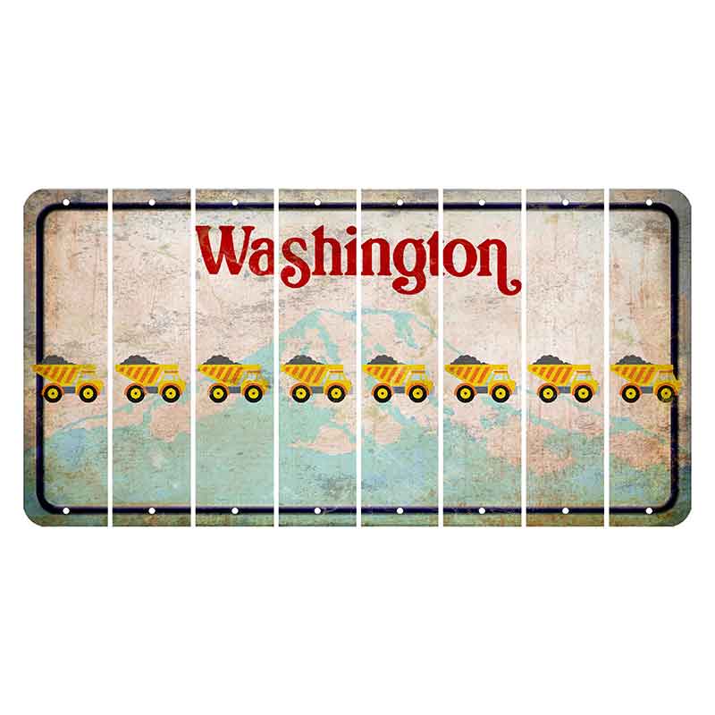 Washington Mount Rainier Cut License Plate Strips (Set of 8) Dump Truck