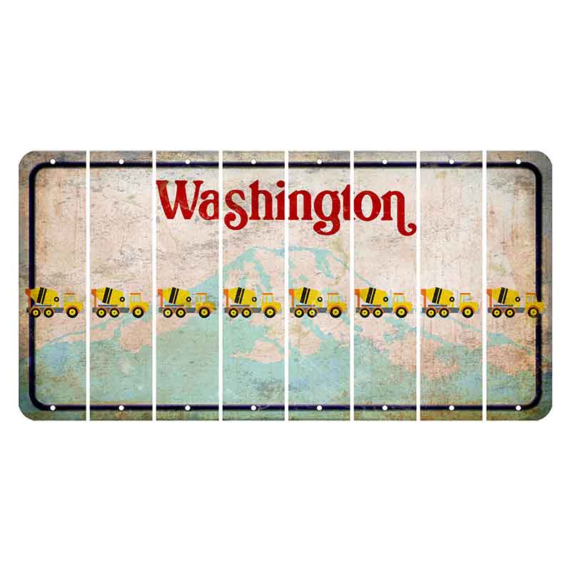 Washington Mount Rainier Cut License Plate Strips (Set of 8) Cement Truck