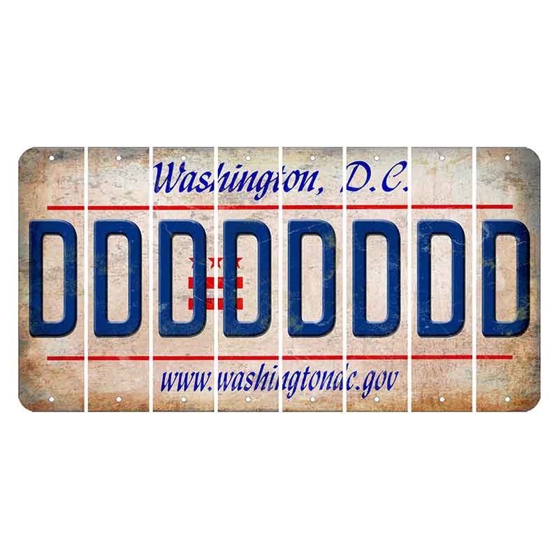 Washington DC.gov Cut License Plate Strips (Set of 8) D