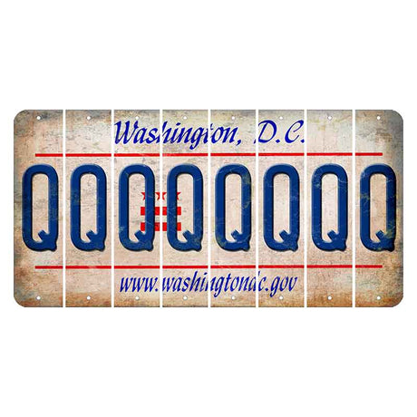 Washington DC.gov Cut License Plate Strips (Set of 8) Q