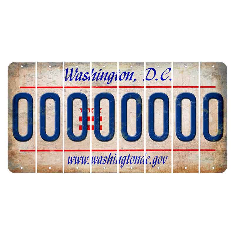 Washington DC.gov Cut License Plate Strips (Set of 8)