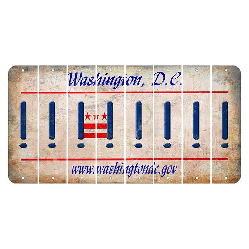 Washington DC.gov Cut License Plate Strips (Set of 8) Exclamation Point